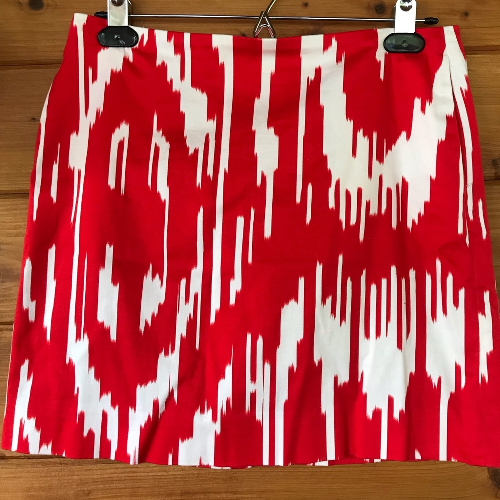 J. Crew Red/White Print Skirt